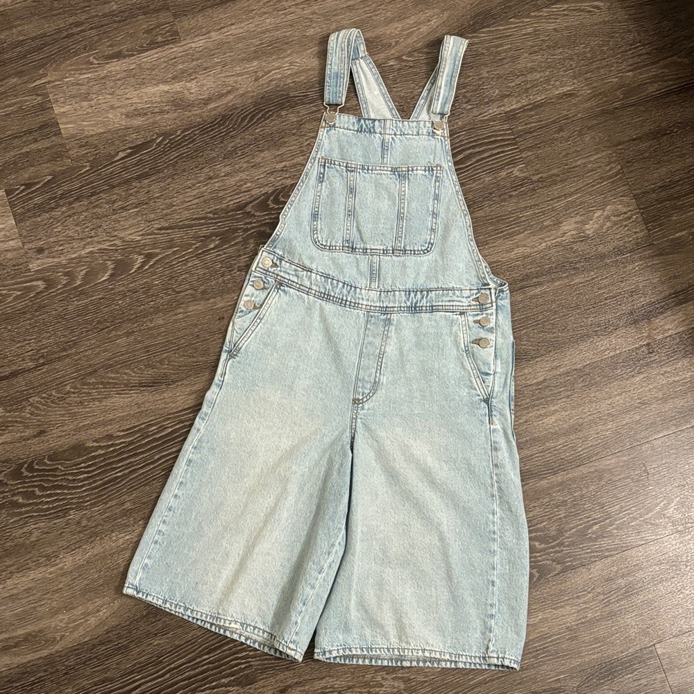 Light Blue Denim Jort Overalls